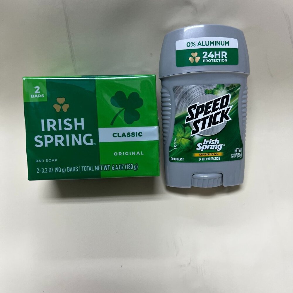 Men deodorant stick & men’s bar soap Irish springs fresh original travel kit